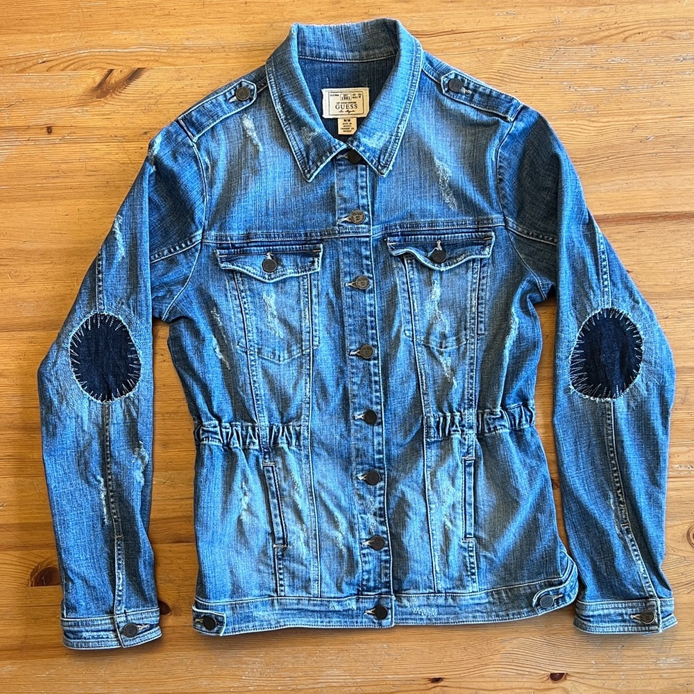 Guess Blue Jean Jacket with Patch Accents